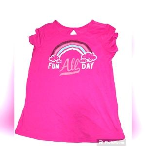 New Girls Justice Punk Rainbow "Fun all Day" Graphic Cut Out Tee